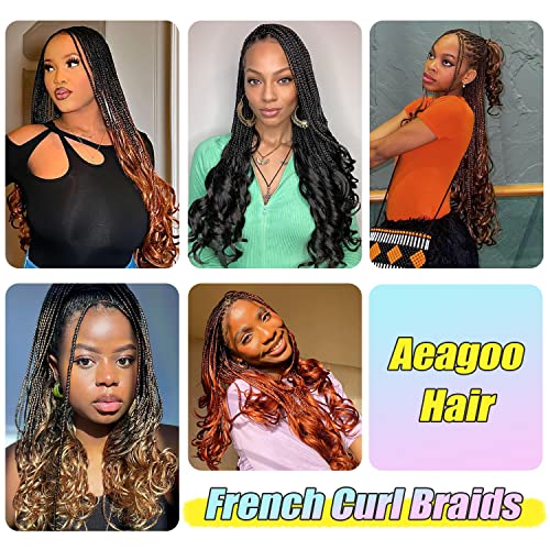 French Curl Crochet Braids 22 Inch 8 Packs French Curly Braiding Hair Goddess Box Braids Crochet Hair For Black Women Pre Looped Crochet Box Braids With Curly Ends Pre Braided French Curl Braiding Hair (22 Inch, 1B) #TOP4