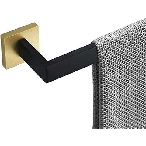 TQKAG Single Towel Bar Black and Gold 23.6 Inch Bathroom Towel Holder Rail Stainless Steel Wall Mounted Bath Towel Hanger. Cover