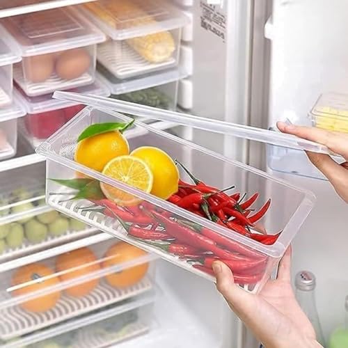 Image of Air Tight Plastic Storage Containers Set for Kitchen | Pantry Organizers Kitchen Accessories Items Fridge Storage Boxes Fridge Box | Leak-Proof Durable, and Space-Saving Pack of 6 (1500 ML, 6)