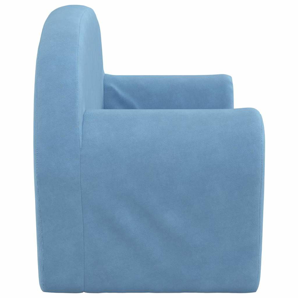 vidaXL Canapé pour Enfants 2 Places Bleu Peluche Douce