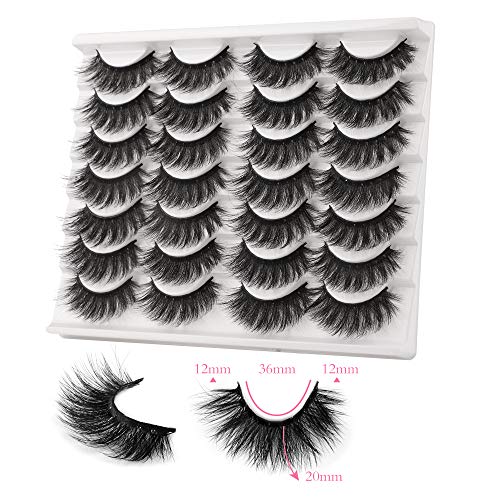 Jimire False Eyelashes Mink Fluffy Volume Lashes 3D Wispy Long Fake Eyelashes 14 Pairs Pack #TOP2