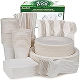 ✦【Vajilla desechables sin preocupaciones】La vajilla desechable blanca es moderna. Los tenedores, cuchillos y popotes están hechos de maicena. Después de la fiesta, tira los cubiertos desechables de cumpleaños ecológicos. No tienes que preocuparte por la contaminación ambiental porque nuestros materiales son biodegradables y respetuosos con el medio ambiente.