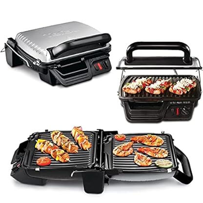 Tefal Kontaktgrill 3in1 mit Überback-Funktion und Auffangschale, doppelte Grillfläche, Aufklappbar als Tischgrill/BBQ…