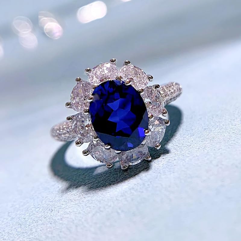 S925 Sterling Silver Sapphire Engagement Ring with Natural Oval Sapphire and Luxurious Moissanite Accents, Timeless Sapphire Jewelry Piece3