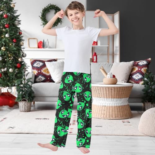 Boy's Pants Alien Neon Head Dot Jogger Pants Elastic Waist Long Bottoms Trousers with Pockets 6-14 Years2