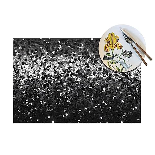 Sets de table en PVC résistant chaleur antidérapant noir blanc - 7
