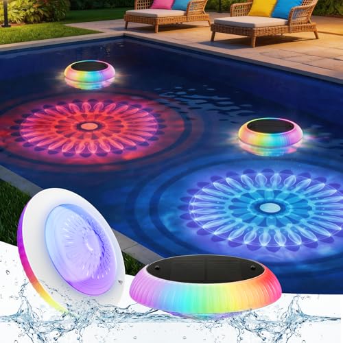 Image of Solar Floating Pool Lights, 6.5in 3200mAh RGB Up and Down Color Changing