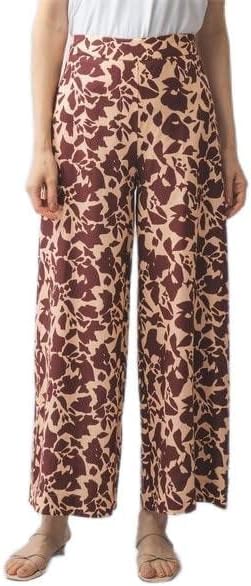 Amazon | [ナラカミーチェ] フラワープリントワイドパンツ ブラウン 0