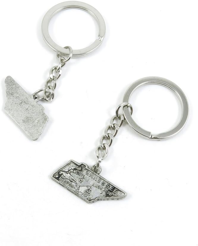 Keyrings Keychains Door Car Keys Rings Tags Chain Antique Silver Tone Bulk Lots N1JM7Q Tennessee Map Tags