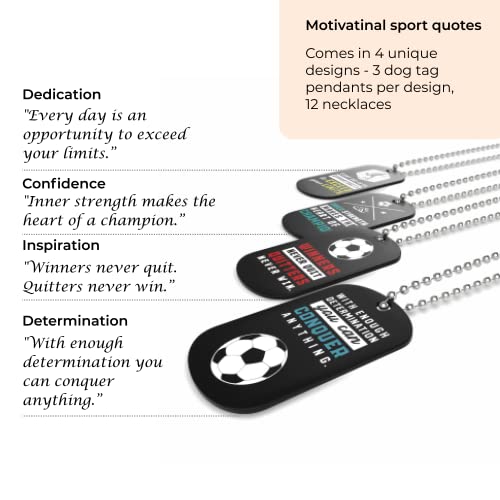 Inkstone Soccer Dogtag Necklaces | Motivational Winners Never Quit, Quitters Never Win | (12 Pack) | Encouraging Gift for Students, Teams, Players2