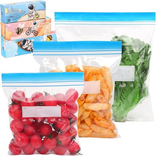 Freezer Bags 70 Pcs Reusable Zip Lock Sandwich Bags 3 Sizes Ziplock Food Storage Bags for Fruits Meat Grains Vegetables Candies