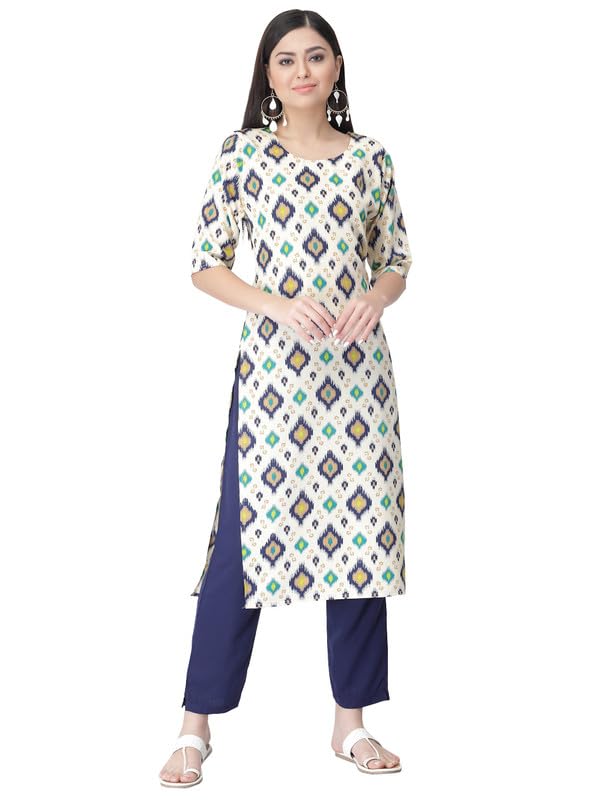 Pinkmint Kurta Set For Women Cotton Printed Straight Kurta With Pant (Pack Of 1)