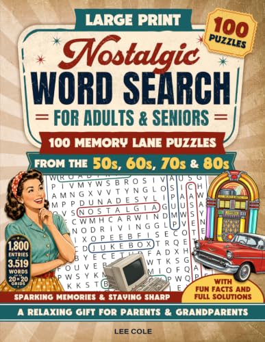 Large Print Nostalgic Word Search for Adults & Seniors: 100 Memory Lane Puzzles from the 50s, 60s, 70s & 80s with Fun Facts and Full Solutions — A ... Puzzles & Activities for Adults & Seniors) image 2