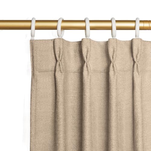 Image of Joydeco Thick Linen Pinch Pleated Curtains 84 Inch Long 2 Panel Set for Living Room, Double-Faced Curtain for Bedroom, Back Tab Blackout Drapes with Adjustable Hooks (40 inchW x84 inchL,Thick Linen)