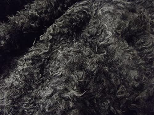 Tissu en fausse fourrure bouclée Noir 500x150 cm pour coupon couture jeté de lit