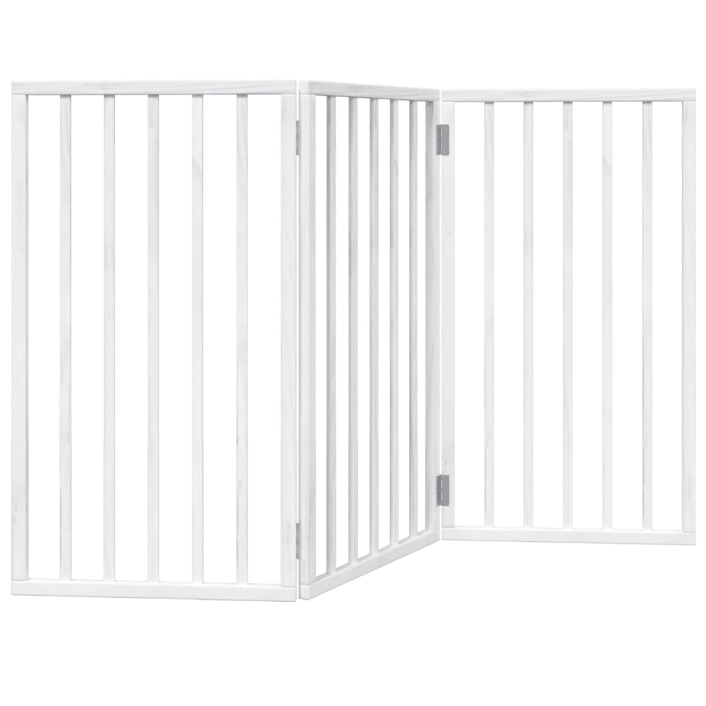 vidaXL Barrière pour chien pliable à 3 panneaux Blanc 150 cm Bois de peuplier