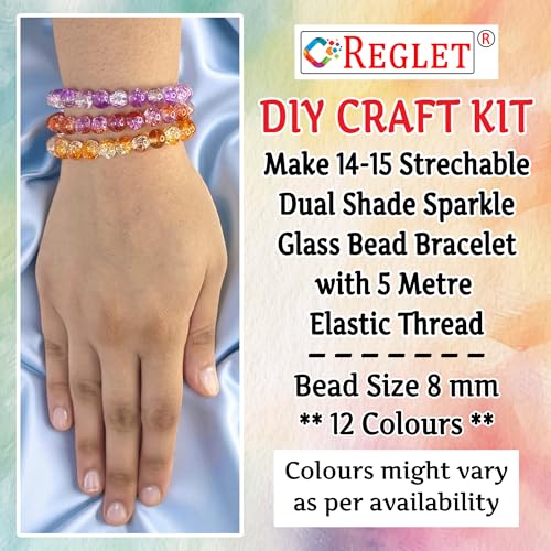 Image of 335 Pcs Dual Shade Sparkle Glass Beads for Bracelet Making Kit - Beads for Jewellery Making Kit - Bead Bracelet Making - Crystal Bead - Beads for Craft - 8mm
