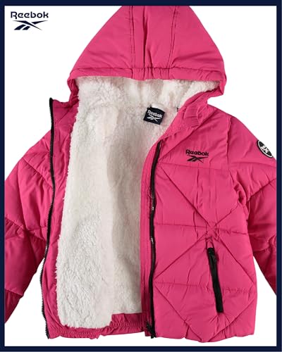 Image of Reebok Girls Heavyweight Quilted Cropped Puffer Parka with Sherpa Lining