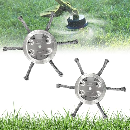 TZEKING 2 Stück Stahldraht Rasentrimmer,Unkrautbürste für Rasentrimmer und Freischneider,Freischneider Zubehör 5mm Bohrung,Unkrautbürste für Akku Rasentrimmer, für Garten Rasentrimmerkopf