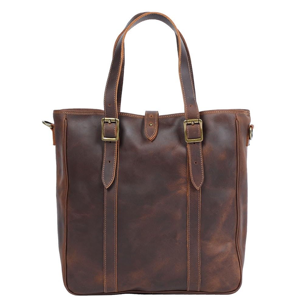 Sac fourre-tout vintage pour sac à main en cuir marron avec bandoulière réglable pour femme