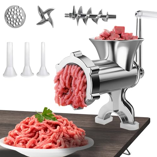 DuroDash Manual Meat Grinders, large aluminum alloy molino para moler carne, efficient multi-function hand crank meat grinder,for Fresh Ground Beef,chicken sausage and spice