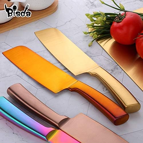 DAXXIN Meat Cleaver,Cleaver Knife, 6.3 inch Stainless Steel Chef Knives Kitchen Utensil Fruit Vegetable Chopping Kitchen Knife Cooking Accessories Kit Cleaver(Gold 1pc)