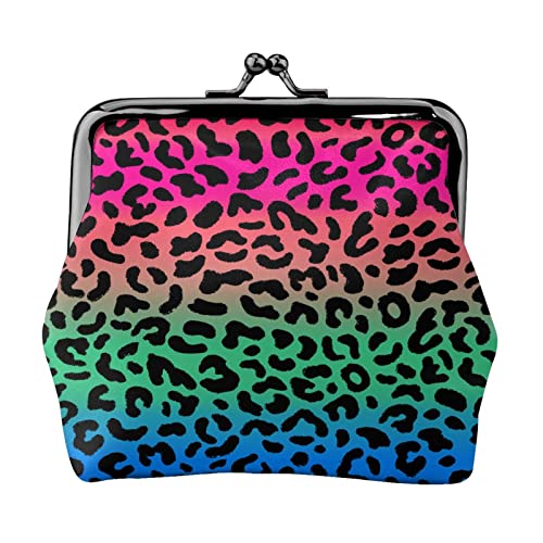 Colorful Leopard Pattern Buckle Leather Coin Purses Vintage Pouch Kiss-Lock Change Purse Mini Wallets For Women Girls #TOP2