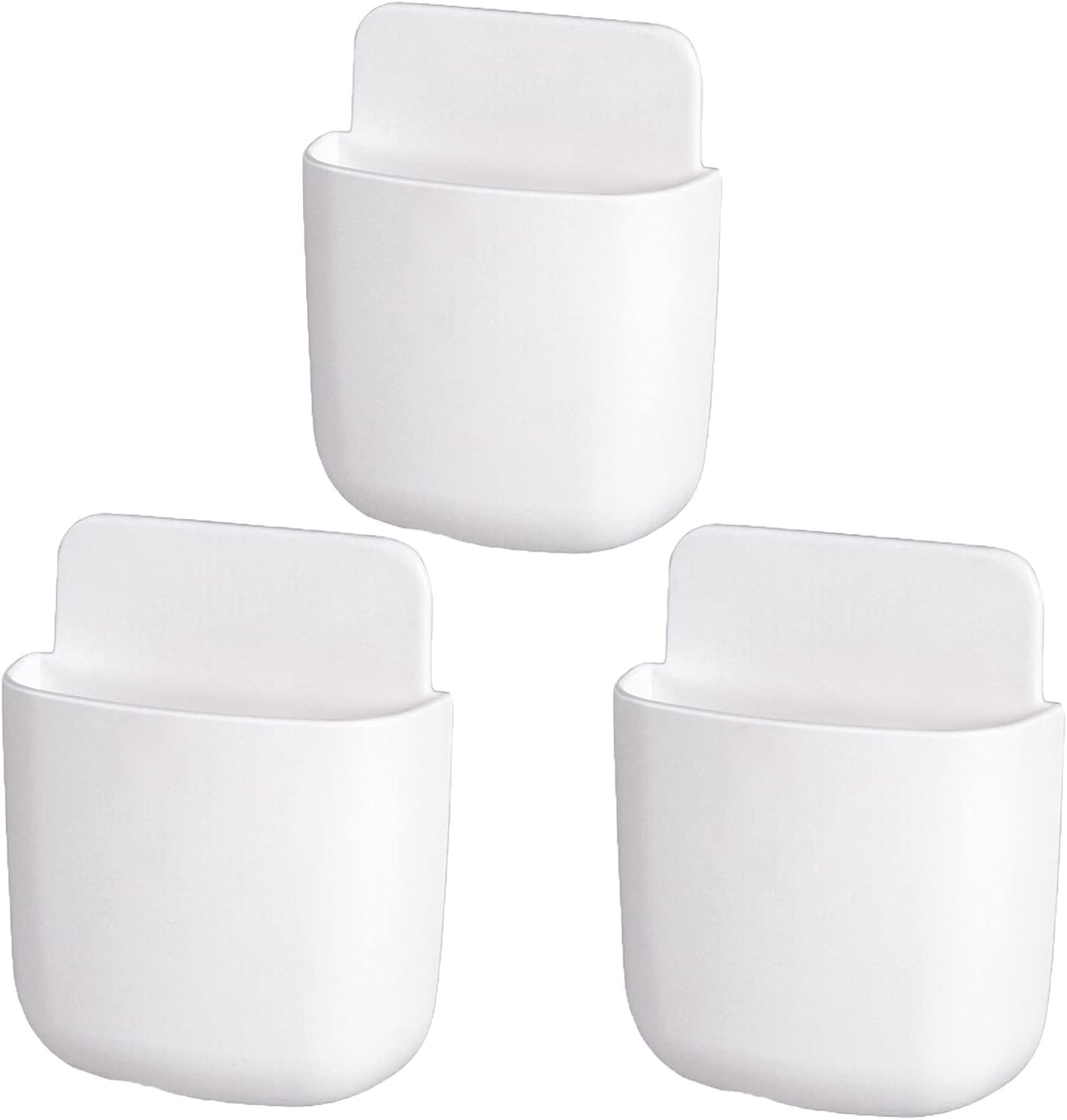 Etomvoop 3pcs Camper TV Remote Storage Box Mobile Phone Organizer Self-adhesive Mounted Sundries Wall Pocket Hanging Container Phone Charging Rack Holder for Caravan Motorhome RV Van T4 T5 T6