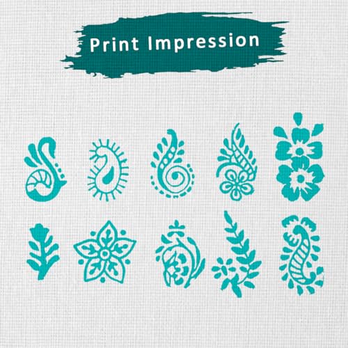 Image of Wooden Indian Traditional Design Printing Stamps /Blocks for Printing Saree Border /Dresses /Craft Card Making /Scrapbook /Clay Pottery (Set of 10)