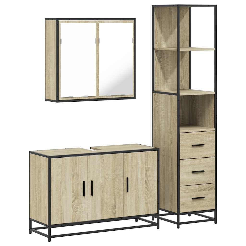 Mobile Bagno Dub Sonoma Legno Composito con Telaio Metallo