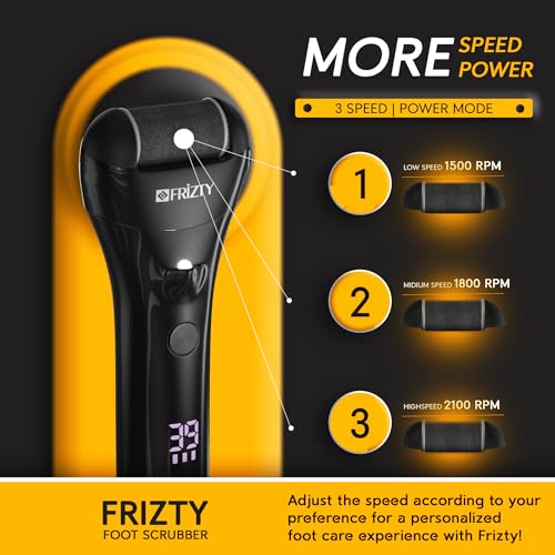 Frizty Rechargeable Callus Remover for Feet | 1 Year Warranty | Foot scrubber for dead skin | 3 Roller Heads for Dead Skin Removal | 3 Speed... - Image 3