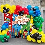 5X3FT Cartoon Superhero Theme Background Super City Comic Skyline Happy Birthday Party Decorations for Childrens Boys Birthday Cityscape Super Heros Photography Backdrop - Image 4
