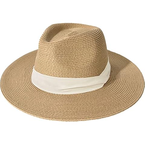 FURTALK Wide Brim Straw Panama Hat Cover
