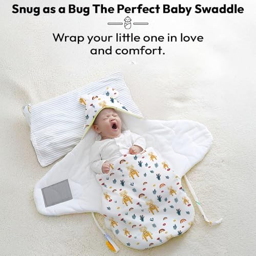 Image of StarAndDaisy Baby Swaddle Wrap for Newborn 0-9 Months, Baby Sleeping Bag Or Blanket, Muslin Swaddle for New Born Baby for All Season (Boys & Girls)-Rainbow Print