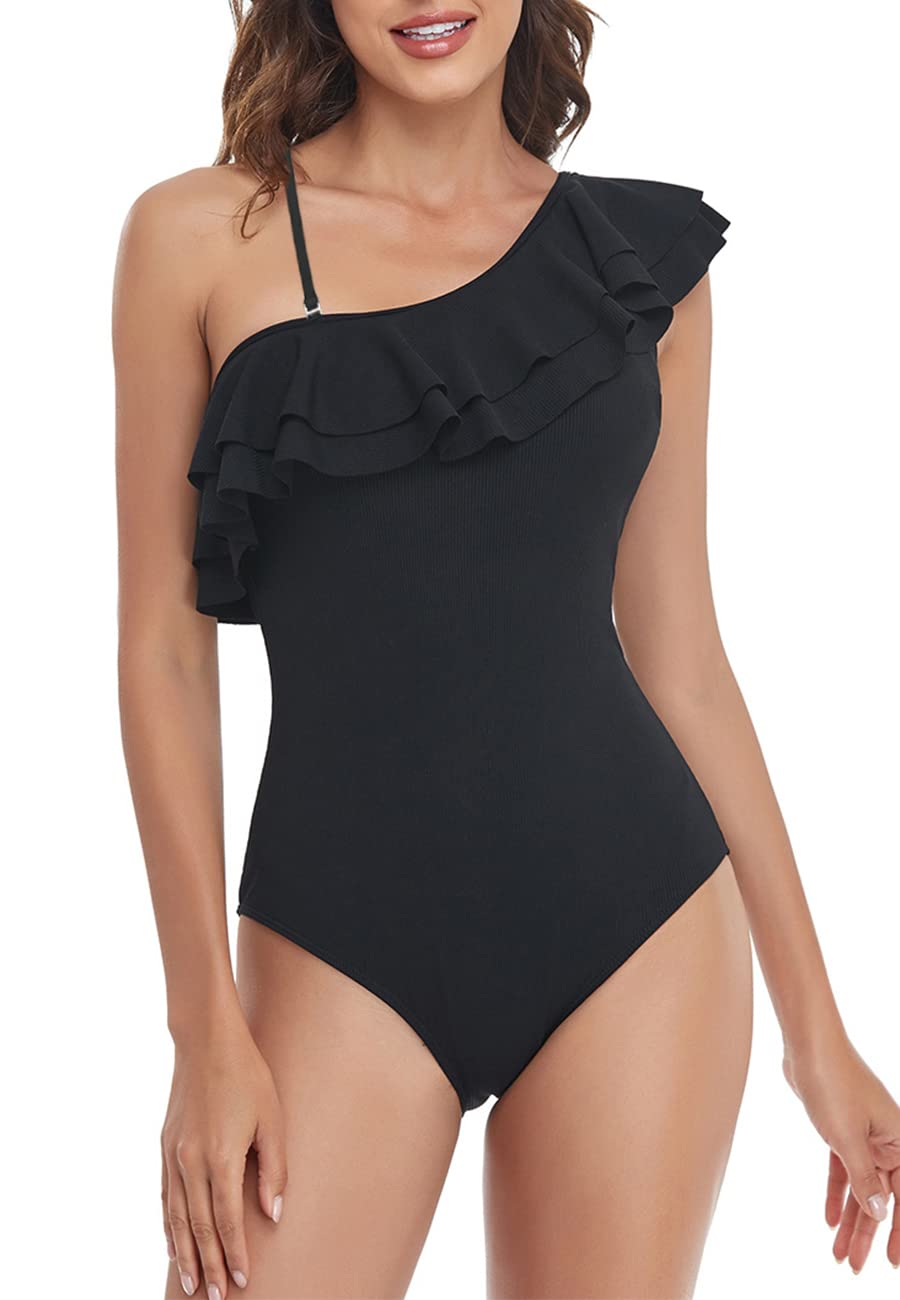 NLAND Traje de Baño Una Pieza para Mujer Bañador para Mujer Volante de un Hombro Conjunto de Bikini Push Up Acolchado Traje de Baño