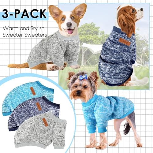 3 Pack Dog Sweaters for Small Dogs Girl Boy Winter Fleece Clothes Warm Soft Dog Sweatshirt Outfit for Dogs Cats Pet Apparel - Image 4