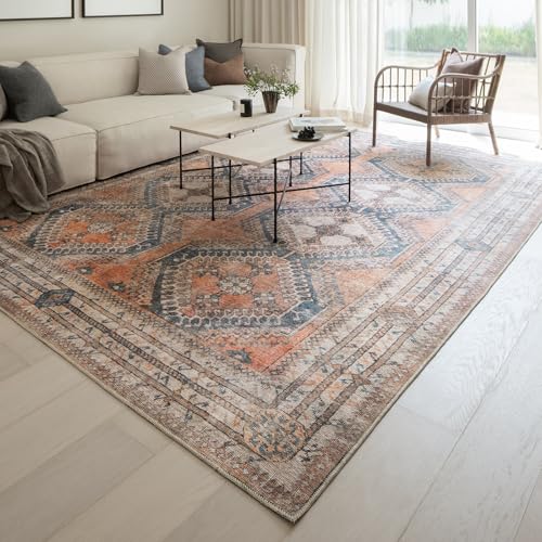KNOTTING MATTERS Knot Tangelo 10’ x 14’ Area Rug – Tangelo Orange & Clay Heritage Flatweave, Low-Pile – Easy Clean Area Rug – Perfect for Living Room, Dining Room, Bedroom – Pet & Kid Friendly