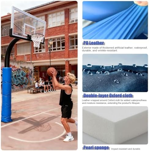 Heavy-Duty Basketball Pole Pad, Foam Protector for Metal/Wood/Concrete Columns, 3-8in Thick Cushioning Wrap, Ideal Garage Pole Padding, Ultimate Impact Protection