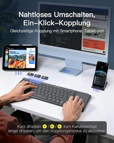 Inateck kompakte Mini-Bluetooth-Tastatur mit Touchpad – Ansicht 5
