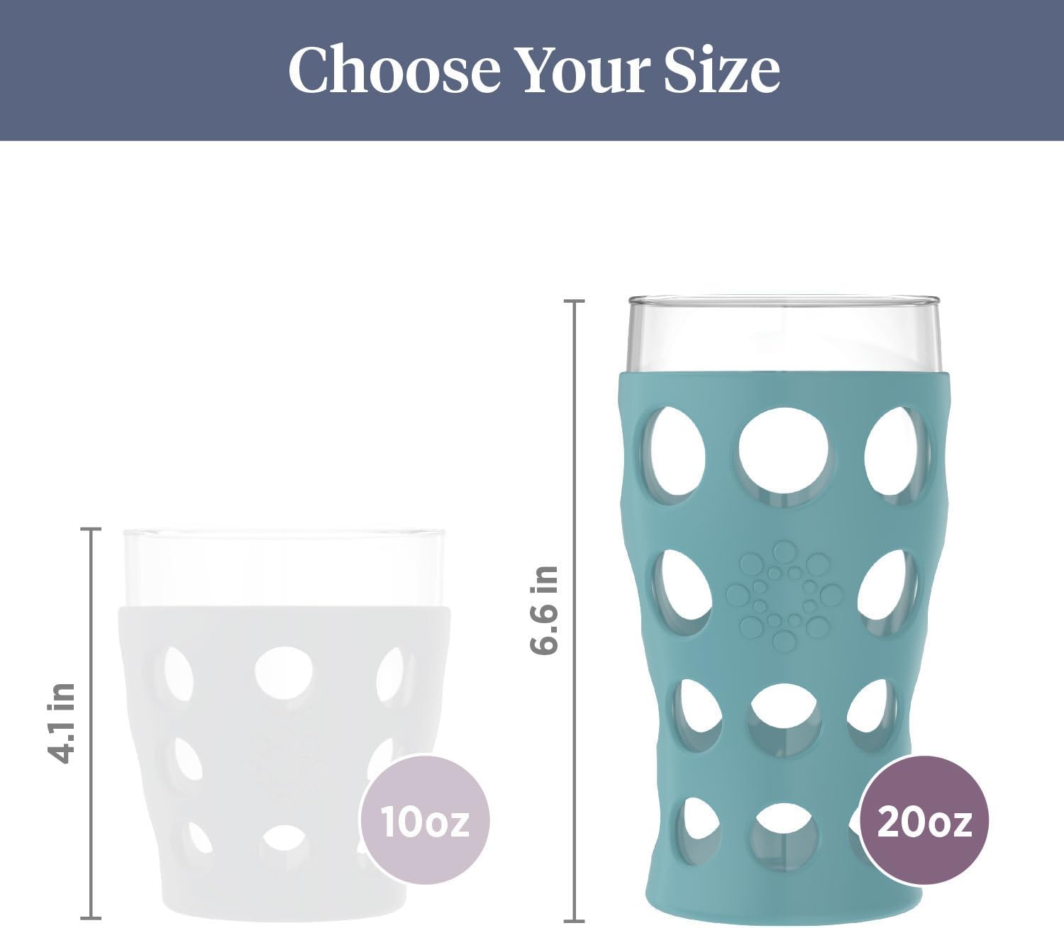 Lifefactory 20-Ounce BPA-Free Indoor/Outdoor Beverage Glass with Protective Silicone Sleeve, 2-Pack, Aqua Teal