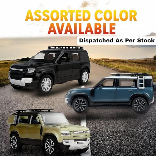 Image of GRAPHENE 1:32 Land Rover Defender Die Cast SUV Scale Realistic Miniature Model Vehicle Toy Alloy Metal Friction Car Pull Back Action Openable Doors with Light & Music Best Gifts for Kids
