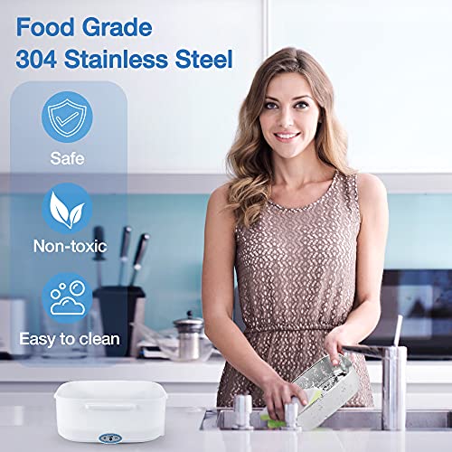 Fvw Electric Lunch Box Food Warmer 2 In 1, Portable Food Heater For Car And Home - Leak Proof, Lunch Heating Microwave For Truckers With Removable Stainless Steel Container 1.5 L, 110V/12V #TOP3