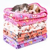 Tatuo 4 Pcs Fleece Dog Blankets for Puppy Cat, Mixed, 24 x 16 in, Paw