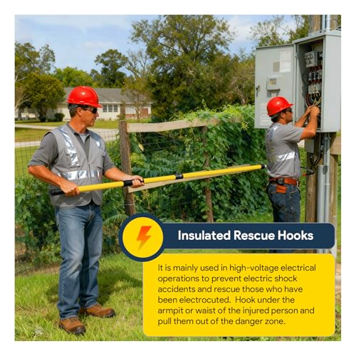 Image of 10.8 Feet Rescue Hook, Electrician Tools Firefighting Insulated 380V, High Voltage Insulated Retractable 35kv, 10.8 Feet, 18 Inch Openings for Electricians, Linemen, Automotive Repairers