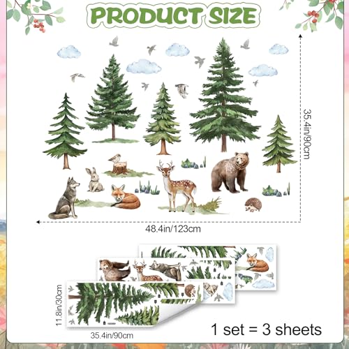Vinilo decorativo 3D bosque verde para pared, 3 piezas miniatura 2