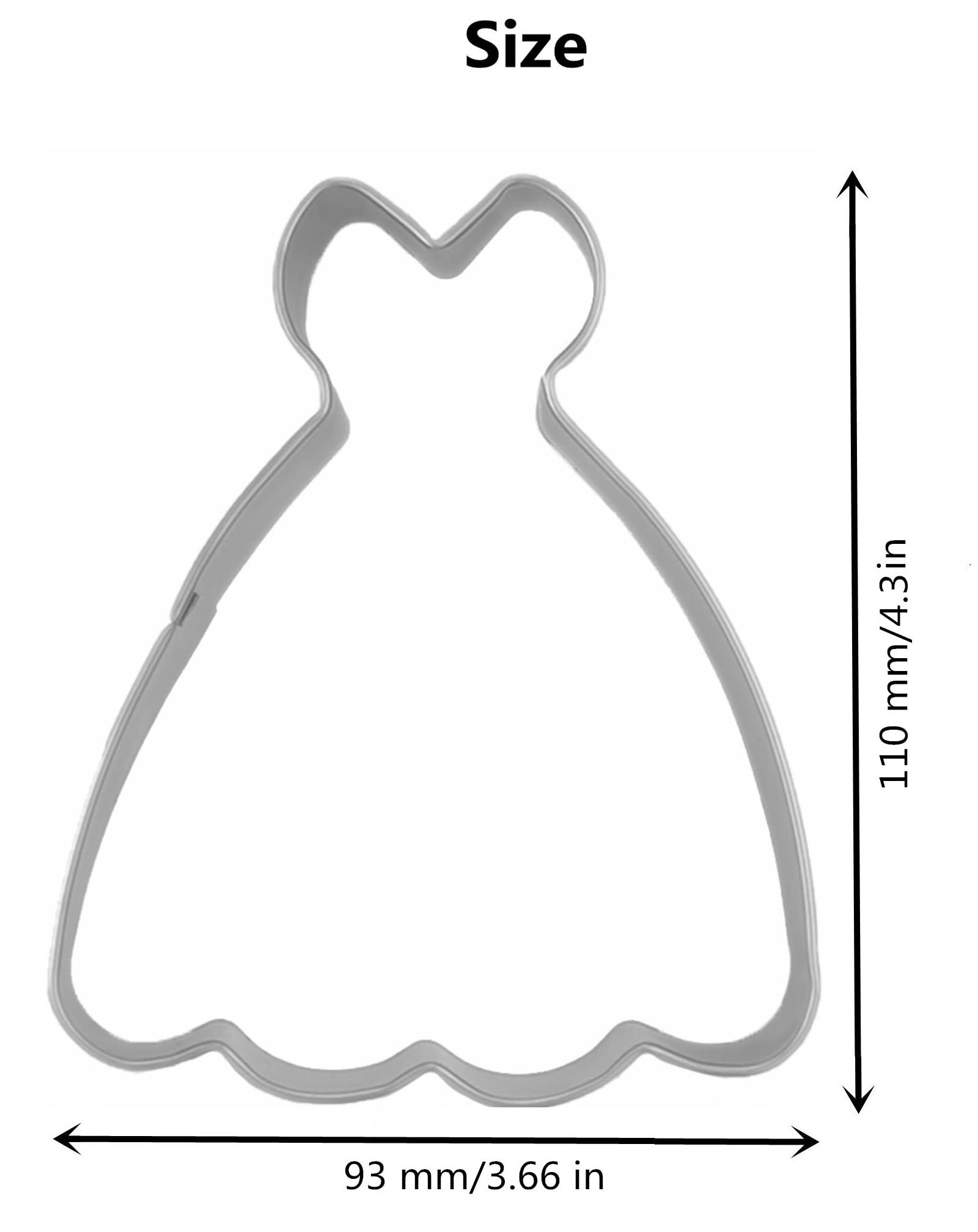 Amazon.com: Large Size Dress Shaped Cookie Cutter, Stainless Steel  Strapless Princess Dress Wedding Dress Cookie Cutter, 4.3 Inches: Home &  Kitchen