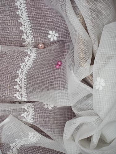 Ada Indian Hand Embroidered Chikankari Cotton Blend Dupatta Stole Scarf for Women A511111 White4