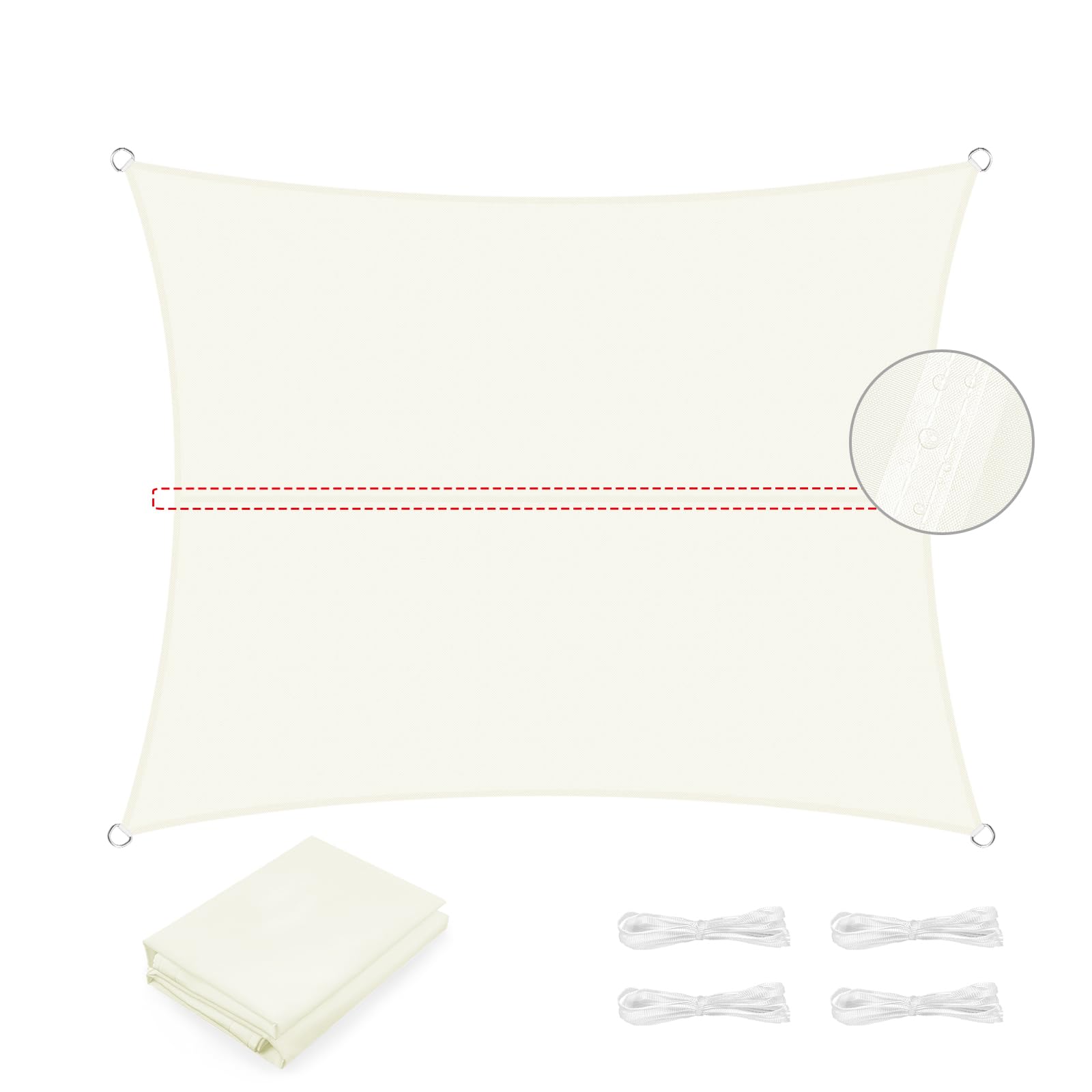 UMI Toldo Vela de Sombra Impermeable 3x3m Cuadrado Protección UV 95% para Terraza Jardín Patio Exteriores - Color Crema