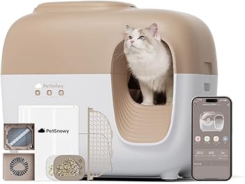 pety 全自動スマート猫トイレ　PS-001 ブラウン petsnowy SNOW全自動スマート猫トイレPS-001 ブラウン 中古品