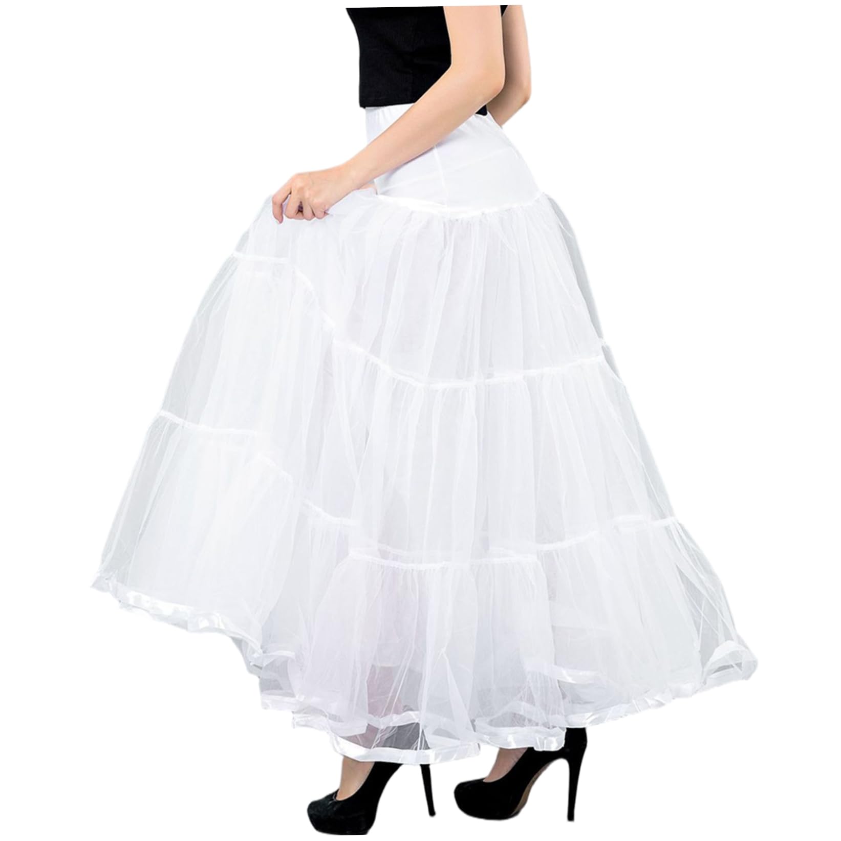 Jupon blanc en tulle longueur cheville jupon en crinoline respirant pour robe de soirée ou de mariage taille L